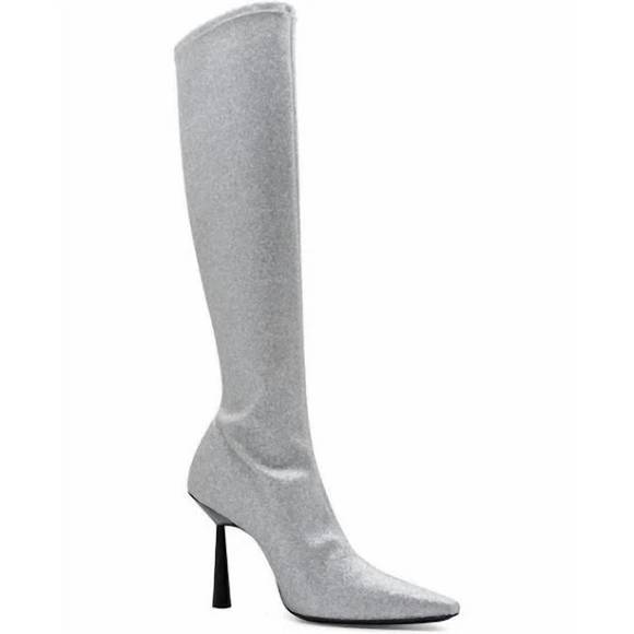 NEW GIA BORGHINI rosie 8 boots in silver glitter - Picture 1 of 3